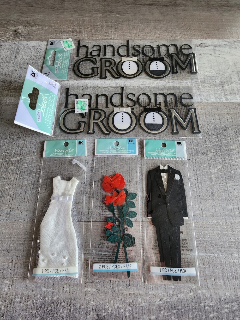 NEW Scrapbook Stickers LOT Wedding Bride Groom Rose Boda Jolee Retired #33